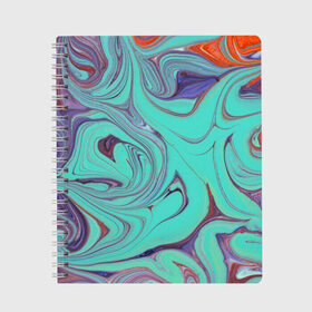 Тетрадь с принтом Olimpius в Петрозаводске, 100% бумага | 48 листов, плотность листов — 60 г/м2, плотность картонной обложки — 250 г/м2. Листы скреплены сбоку удобной пружинной спиралью. Уголки страниц и обложки скругленные. Цвет линий — светло-серый
 | abstraction | colorful | mixing | paint | stains | абстракция | краска | разводы | разноцветный | смешивание