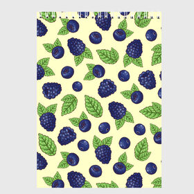 Скетчбук с принтом Синие ягоды в Петрозаводске, 100% бумага
 | 48 листов, плотность листов — 100 г/м2, плотность картонной обложки — 250 г/м2. Листы скреплены сверху удобной пружинной спиралью | арт | желтый | зеленый | кремовый | лист | листок | листья | малина | рисунок | синий | синяя малина | синяя черника | чёрная малина | черника
