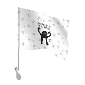 Флаг для автомобиля с принтом ЪУЪ ЗЛЫЕ ВЫ, Я К ВАМ в Петрозаводске, 100% полиэстер | Размер: 30*21 см | Тематика изображения на принте: cat | mem | memes | злой | интернет | кот | мем | мем кот | приколы | съука | ъуъ | ъуъ съука