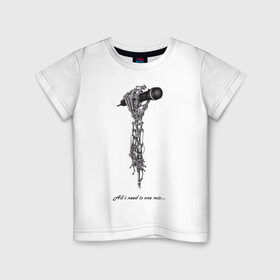 Детская футболка хлопок с принтом Микрофон в Петрозаводске, 100% хлопок | круглый вырез горловины, полуприлегающий силуэт, длина до линии бедер | андер | батл | микро | музыка | подземка | рэп | хип хоп