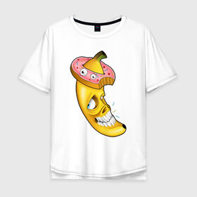 Мужская футболка хлопок Oversize с принтом Сумасшедший банан в Петрозаводске, 100% хлопок | свободный крой, круглый ворот, “спинка” длиннее передней части | 