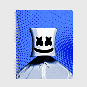 Тетрадь с принтом MARSHMELLO в Петрозаводске, 100% бумага | 48 листов, плотность листов — 60 г/м2, плотность картонной обложки — 250 г/м2. Листы скреплены сбоку удобной пружинной спиралью. Уголки страниц и обложки скругленные. Цвет линий — светло-серый
 | fortnite | marshmallo | marshmallow | marshmello | marshmellow | маршмелло | маршмеллоу | розы | фортнайт