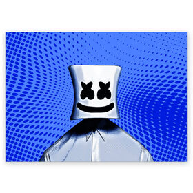 Поздравительная открытка с принтом MARSHMELLO в Петрозаводске, 100% бумага | плотность бумаги 280 г/м2, матовая, на обратной стороне линовка и место для марки
 | fortnite | marshmallo | marshmallow | marshmello | marshmellow | маршмелло | маршмеллоу | розы | фортнайт