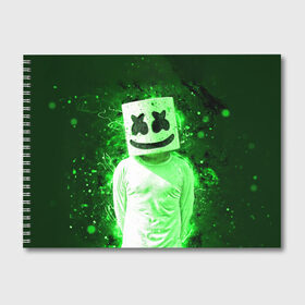 Альбом для рисования с принтом MARSHMELLO в Петрозаводске, 100% бумага
 | матовая бумага, плотность 200 мг. | fortnite | marshmallo | marshmallow | marshmello | marshmellow | маршмелло | маршмеллоу | розы | фортнайт