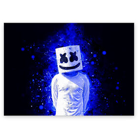 Поздравительная открытка с принтом MARSHMELLO в Петрозаводске, 100% бумага | плотность бумаги 280 г/м2, матовая, на обратной стороне линовка и место для марки
 | fortnite | marshmallo | marshmallow | marshmello | marshmellow | маршмелло | маршмеллоу | розы | фортнайт