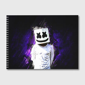 Альбом для рисования с принтом MARSHMELLO в Петрозаводске, 100% бумага
 | матовая бумага, плотность 200 мг. | fortnite | marshmallo | marshmallow | marshmello | marshmellow | маршмелло | маршмеллоу | розы | фортнайт