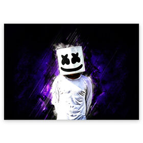 Поздравительная открытка с принтом MARSHMELLO в Петрозаводске, 100% бумага | плотность бумаги 280 г/м2, матовая, на обратной стороне линовка и место для марки
 | fortnite | marshmallo | marshmallow | marshmello | marshmellow | маршмелло | маршмеллоу | розы | фортнайт