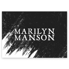 Поздравительная открытка с принтом MARILYN MANSON / М. МЭНСОН в Петрозаводске, 100% бумага | плотность бумаги 280 г/м2, матовая, на обратной стороне линовка и место для марки
 | Тематика изображения на принте: logo | manson | marilyn | music | rock | группа | лого | логотип | логотипы | менсон | мерилин | мерлин | музыка | мэнсон | мэрилин | рок | символ