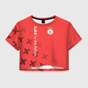 Женская футболка Crop-top 3D с принтом Ajax Amsterdam в Петрозаводске, 100% полиэстер | круглая горловина, длина футболки до линии талии, рукава с отворотами | ajax | fc ajax | аякс | фк аякс | футбол
