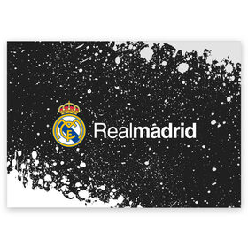 Поздравительная открытка с принтом REAL MADRID / РЕАЛ МАДРИД в Петрозаводске, 100% бумага | плотность бумаги 280 г/м2, матовая, на обратной стороне линовка и место для марки
 | football | logo | madrid | real | realmadrid | sport | клуб | лого | логотип | логотипы | мадрид | реал | реалмадрид | символ | символы | спорт | форма | футбол | футбольная