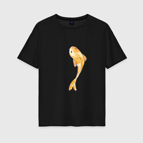 Женская футболка хлопок Oversize с принтом Карп кои в Петрозаводске, 100% хлопок | свободный крой, круглый ворот, спущенный рукав, длина до линии бедер
 | fish | illustration | koi | акварельная иллюстрация | карп кои | кои | рыба | рыбка