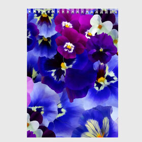 Скетчбук с принтом Акварельные Цветы в Петрозаводске, 100% бумага
 | 48 листов, плотность листов — 100 г/м2, плотность картонной обложки — 250 г/м2. Листы скреплены сверху удобной пружинной спиралью | flower | flowers | акварель | акварельные цветы | краска | краски | незабудка | рисунок | фиалка | фиалки | цветки | цветочки | цветы