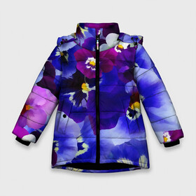 Зимняя куртка для девочек 3D с принтом Акварельные Цветы в Петрозаводске, ткань верха — 100% полиэстер; подклад — 100% полиэстер, утеплитель — 100% полиэстер. | длина ниже бедра, удлиненная спинка, воротник стойка и отстегивающийся капюшон. Есть боковые карманы с листочкой на кнопках, утяжки по низу изделия и внутренний карман на молнии. 

Предусмотрены светоотражающий принт на спинке, радужный светоотражающий элемент на пуллере молнии и на резинке для утяжки. | Тематика изображения на принте: flower | flowers | акварель | акварельные цветы | краска | краски | незабудка | рисунок | фиалка | фиалки | цветки | цветочки | цветы