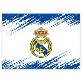 Поздравительная открытка с принтом REAL MADRID / РЕАЛ МАДРИД в Петрозаводске, 100% бумага | плотность бумаги 280 г/м2, матовая, на обратной стороне линовка и место для марки
 | football | logo | madrid | real | realmadrid | sport | клуб | лого | логотип | логотипы | мадрид | реал | реалмадрид | символ | символы | спорт | форма | футбол | футбольная