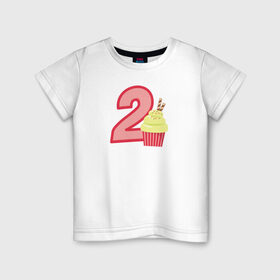 Детская футболка хлопок с принтом 2 годика в Петрозаводске, 100% хлопок | круглый вырез горловины, полуприлегающий силуэт, длина до линии бедер | Тематика изображения на принте: 