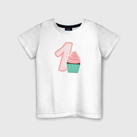 Детская футболка хлопок с принтом 1 годик в Петрозаводске, 100% хлопок | круглый вырез горловины, полуприлегающий силуэт, длина до линии бедер | будущие родители | день рождения | детские принты | детское | для детей | малыш
