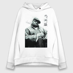 Женское худи Oversize хлопок с принтом The Notorious B I G в Петрозаводске, френч-терри — 70% хлопок, 30% полиэстер. Мягкий теплый начес внутри —100% хлопок | боковые карманы, эластичные манжеты и нижняя кромка, капюшон на магнитной кнопке | b.i.g | biggie | hip hop | биги | олдскул рэп | хип хоп.