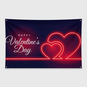 Флаг-баннер с принтом Happy Valentines Day в Петрозаводске, 100% полиэстер | размер 67 х 109 см, плотность ткани — 95 г/м2; по краям флага есть четыре люверса для крепления | 