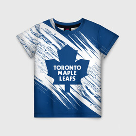 Детская футболка 3D с принтом Toronto Maple Leafs,  в Петрозаводске, 100% гипоаллергенный полиэфир | прямой крой, круглый вырез горловины, длина до линии бедер, чуть спущенное плечо, ткань немного тянется | Тематика изображения на принте: hockey | maple leafs | nhl | toronto | toronto maple leafs | usa | мейпл лифс | нхл | спорт | сша | торонто | торонто мейпл лифс | хоккей | шайба