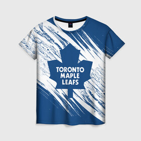 Женская футболка 3D с принтом Toronto Maple Leafs,  в Петрозаводске, 100% полиэфир ( синтетическое хлопкоподобное полотно) | прямой крой, круглый вырез горловины, длина до линии бедер | hockey | maple leafs | nhl | toronto | toronto maple leafs | usa | мейпл лифс | нхл | спорт | сша | торонто | торонто мейпл лифс | хоккей | шайба