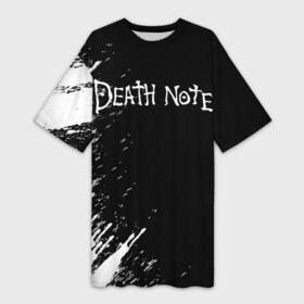 Платье-футболка 3D с принтом DEATH NOTE в Петрозаводске,  |  | anime | death note | japan | manga | аниме | иероглифы | манга | япония