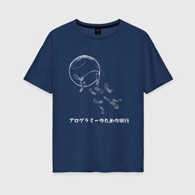 Женская футболка хлопок Oversize с принтом Эстетика аквариум с глазами в Петрозаводске, 100% хлопок | свободный крой, круглый ворот, спущенный рукав, длина до линии бедер
 | 