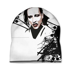 Шапка 3D с принтом Marilyn Manson в Петрозаводске, 100% полиэстер | универсальный размер, печать по всей поверхности изделия | marilyn manson | nothing records | известность | музыка | рок группа