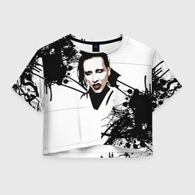 Женская футболка Crop-top 3D с принтом Marilyn Manson в Петрозаводске, 100% полиэстер | круглая горловина, длина футболки до линии талии, рукава с отворотами | marilyn manson | nothing records | известность | музыка | рок группа