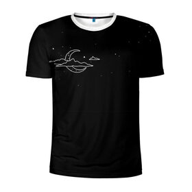 Мужская футболка 3D спортивная с принтом Ночной космос в Петрозаводске, 100% полиэстер с улучшенными характеристиками | приталенный силуэт, круглая горловина, широкие плечи, сужается к линии бедра | звёзды | космос | луна | небо | облака