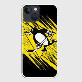 Чехол для iPhone 13 mini с принтом Pittsburgh Penguins Sport в Петрозаводске,  |  | Тематика изображения на принте: hockey | nhl | penguins | pittsburg | pittsburgh | pittsburgh penguins | usa | нхл | пингвинз | питтсбург | питтсбург пингвинз | спорт | сша | хоккей | шайба