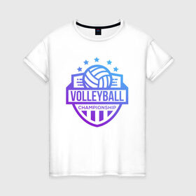 Женская футболка хлопок с принтом ВОЛЕЙБОЛ 2 в Петрозаводске, 100% хлопок | прямой крой, круглый вырез горловины, длина до линии бедер, слегка спущенное плечо | beach | voleybal | volleyball | волебол | волейбол | волейболист | волейболистка | воллейбол | пляжный | я люблю