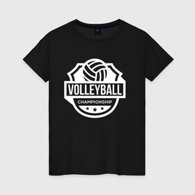 Женская футболка хлопок с принтом VOLLEYBALL в Петрозаводске, 100% хлопок | прямой крой, круглый вырез горловины, длина до линии бедер, слегка спущенное плечо | beach | voleybal | volleyball | волебол | волейбол | волейболист | волейболистка | воллейбол | пляжный | я люблю