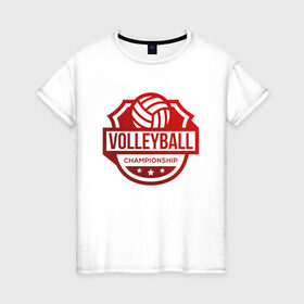 Женская футболка хлопок с принтом VOLLEYBALL в Петрозаводске, 100% хлопок | прямой крой, круглый вырез горловины, длина до линии бедер, слегка спущенное плечо | beach | voleybal | volleyball | волебол | волейбол | волейболист | волейболистка | воллейбол | пляжный | я люблю