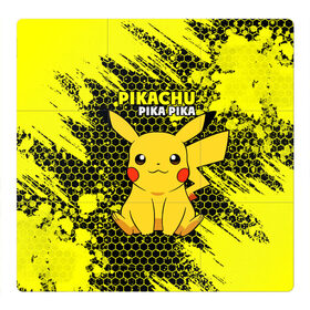 Магнитный плакат 3Х3 с принтом Pikachu Pika Pika в Петрозаводске, Полимерный материал с магнитным слоем | 9 деталей размером 9*9 см | pika | pikachu | аниме | детская | детям | игры | молния | мышка | мышь | пика | пикачу | покемон | покемоны