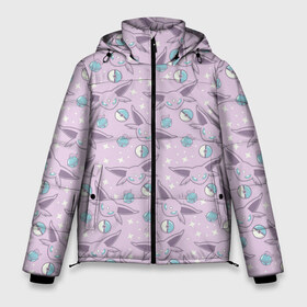 Мужская зимняя куртка 3D с принтом Espeon в Петрозаводске, верх — 100% полиэстер; подкладка — 100% полиэстер; утеплитель — 100% полиэстер | длина ниже бедра, свободный силуэт Оверсайз. Есть воротник-стойка, отстегивающийся капюшон и ветрозащитная планка. 

Боковые карманы с листочкой на кнопках и внутренний карман на молнии. | eevee. сакура | espeon | pokemon | pokemon go | sakura | арт | белый | бирюзовый | звезда | звёзды | иви | покемон | покемоны | рисунок | розовый | сакура | фиолетовый