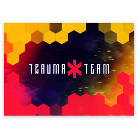 Поздравительная открытка с принтом CYBERPUNK 2077 - TRAUMA TEAM в Петрозаводске, 100% бумага | плотность бумаги 280 г/м2, матовая, на обратной стороне линовка и место для марки
 | Тематика изображения на принте: 
