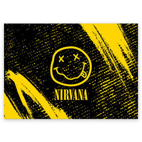 Поздравительная открытка с принтом NIRVANA / НИРВАНА в Петрозаводске, 100% бумага | плотность бумаги 280 г/м2, матовая, на обратной стороне линовка и место для марки
 | band | cobain | face | kurt | logo | music | nirvana | rock | rocknroll | группа | кобейн | курт | лого | логотип | музыка | музыкальная | нирвана | рожица | рок | рокнролл | символ