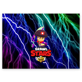 Поздравительная открытка с принтом brawl stars биби в Петрозаводске, 100% бумага | плотность бумаги 280 г/м2, матовая, на обратной стороне линовка и место для марки
 | 8 bit | bibi | brawl stars | colt | crow | el brown | leon | leon shark | max | mecha | mecha crow | mr.p | sally leon | shark | virus 8 bit | берли | биби | бравл старс | ворон | кольт | леон | макс | шелли