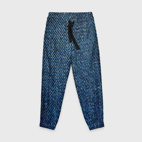 Детские брюки 3D с принтом Джинса в Петрозаводске, 100% полиэстер | манжеты по низу, эластичный пояс регулируется шнурком, по бокам два кармана без застежек, внутренняя часть кармана из мелкой сетки | Тематика изображения на принте: blue | джинса | джинсовая текстура | текстуры | цвет джинса