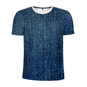 Мужская футболка 3D спортивная с принтом Джинса в Петрозаводске, 100% полиэстер с улучшенными характеристиками | приталенный силуэт, круглая горловина, широкие плечи, сужается к линии бедра | blue | джинса | джинсовая текстура | текстуры | цвет джинса