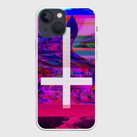 Чехол для iPhone 13 mini с принтом Cross в Петрозаводске,  |  | abstraction | color | cross | eye | glitch | neon | vanguard | view | абстракция | авангард | взгляд | глаз | глитч | крест | неон | цвет