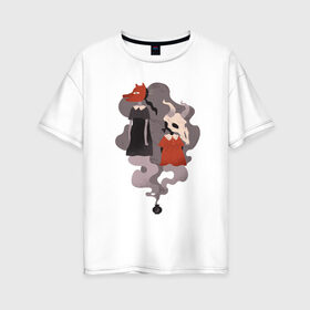Женская футболка хлопок Oversize с принтом Crazy Halloween Girls в Петрозаводске, 100% хлопок | свободный крой, круглый ворот, спущенный рукав, длина до линии бедер
 | 