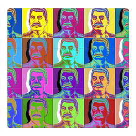 Магнитный плакат 3Х3 с принтом Stalin pop-art в Петрозаводске, Полимерный материал с магнитным слоем | 9 деталей размером 9*9 см | chief | color | eyes | moustache | pop art | stalin | view | взгляд | вождь | глаза | поп  арт | сталин | усы | цвет