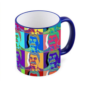 Кружка с принтом Stalin pop-art в Петрозаводске, керамика | ёмкость 330 мл | chief | color | eyes | moustache | pop art | stalin | view | взгляд | вождь | глаза | поп  арт | сталин | усы | цвет
