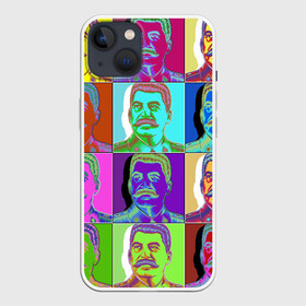 Чехол для iPhone 13 с принтом Stalin pop art в Петрозаводске,  |  | Тематика изображения на принте: chief | color | eyes | moustache | pop art | stalin | view | взгляд | вождь | глаза | поп  арт | сталин | усы | цвет