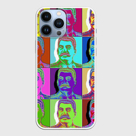 Чехол для iPhone 13 Pro Max с принтом Stalin pop art в Петрозаводске,  |  | Тематика изображения на принте: chief | color | eyes | moustache | pop art | stalin | view | взгляд | вождь | глаза | поп  арт | сталин | усы | цвет
