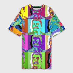 Платье-футболка 3D с принтом Stalin pop art в Петрозаводске,  |  | chief | color | eyes | moustache | pop art | stalin | view | взгляд | вождь | глаза | поп  арт | сталин | усы | цвет