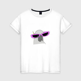Женская футболка хлопок с принтом Попугай в очках в Петрозаводске, 100% хлопок | прямой крой, круглый вырез горловины, длина до линии бедер, слегка спущенное плечо | mem | мем | мультяшный | персонаж | попугай в очках | прикол | птица | рисунок | смешной попугай | юмор