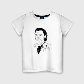 Детская футболка хлопок с принтом Ди Каприо в Петрозаводске, 100% хлопок | круглый вырез горловины, полуприлегающий силуэт, длина до линии бедер | Тематика изображения на принте: leo di | джанго освобожденный | ди каприо | леонардо ди каприо | мем ди каприо