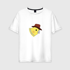 Женская футболка хлопок Oversize с принтом Бонжур в Петрозаводске, 100% хлопок | свободный крой, круглый ворот, спущенный рукав, длина до линии бедер
 | mem | бонжур | мем | попугай | попугай в шляпе | прикол | птица | стикер | юмор